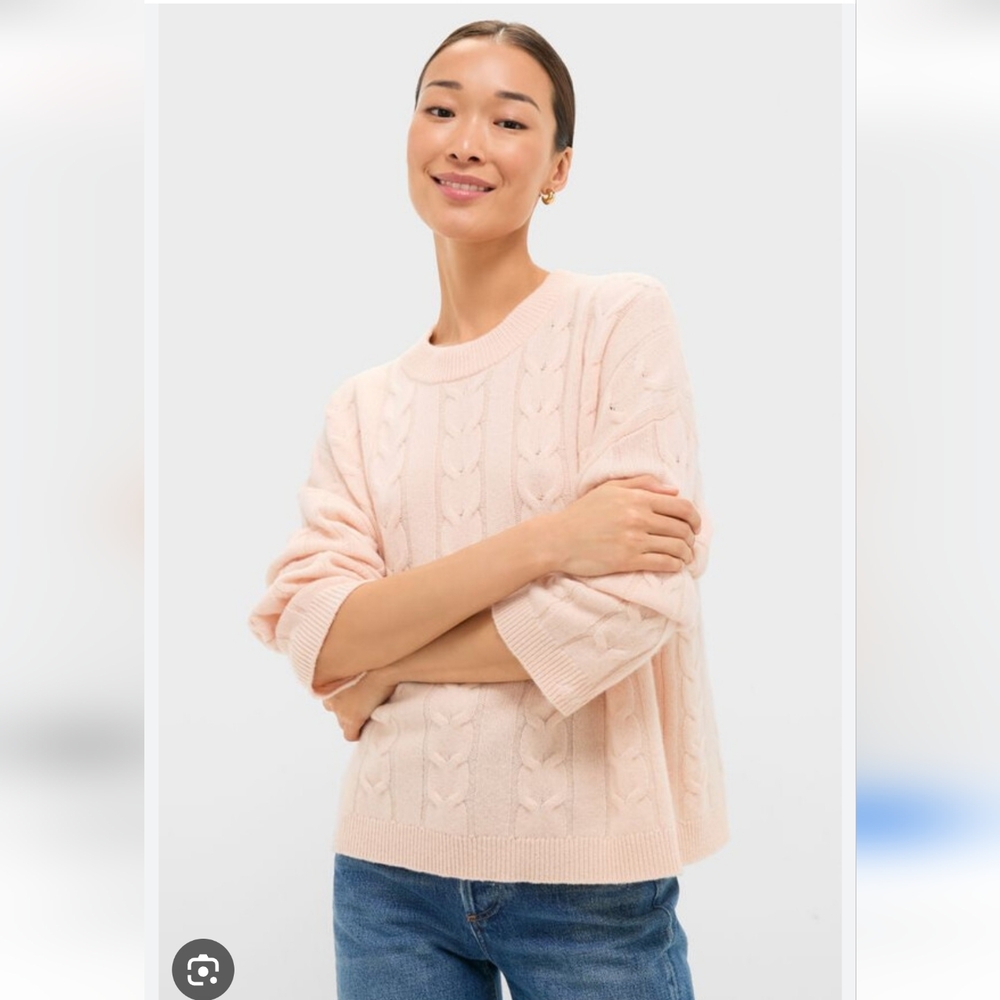 Vigoss Women's Light Pink Cable Knit Sweater